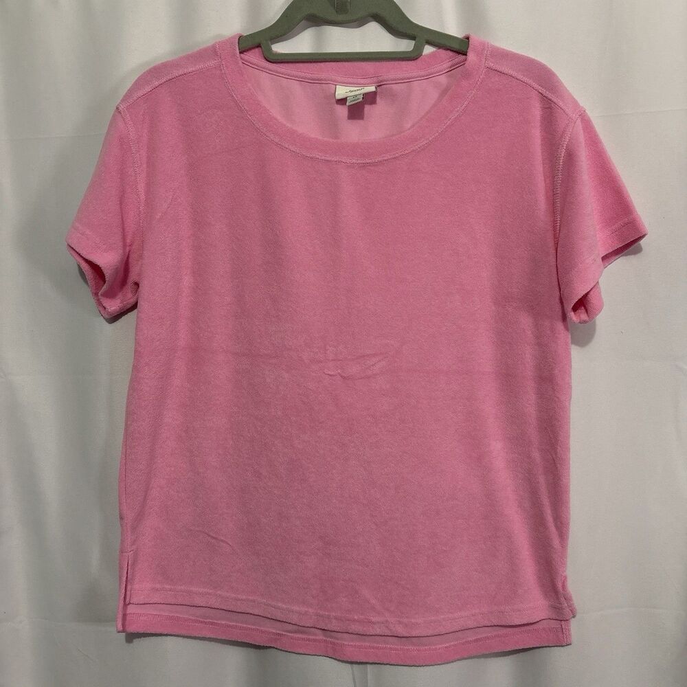 Hot Pink Terry Cloth Top T-Shirt Sz XS Beach Barbiecore Baby Tee Summer Surf‎